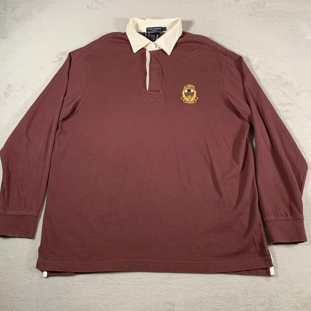 Daniel Cremieux Rugby Shirt Mens Large‎ Long Sleeve Classic Crest Preppy Casual